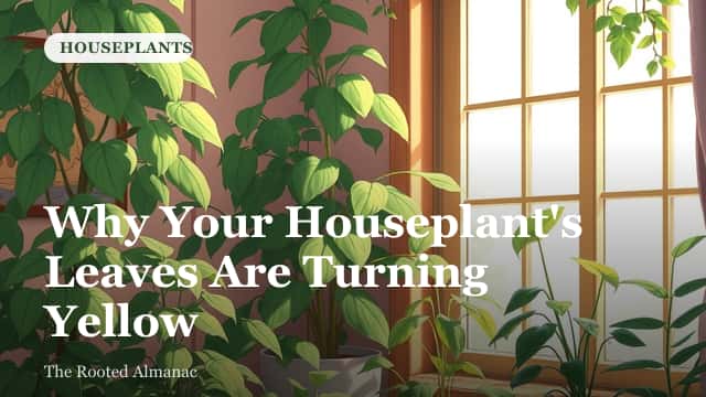 A houseplant with several yellowing leaves sitting near a bright window