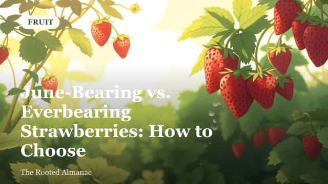 Rows of ripe strawberries growing in a raised garden bed with green foliage